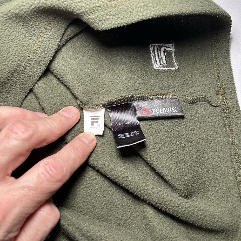 FILA Polartec Fleece Army / Neon Green‎ Men's 2XL Quarter Zip - Picture 9 of 11